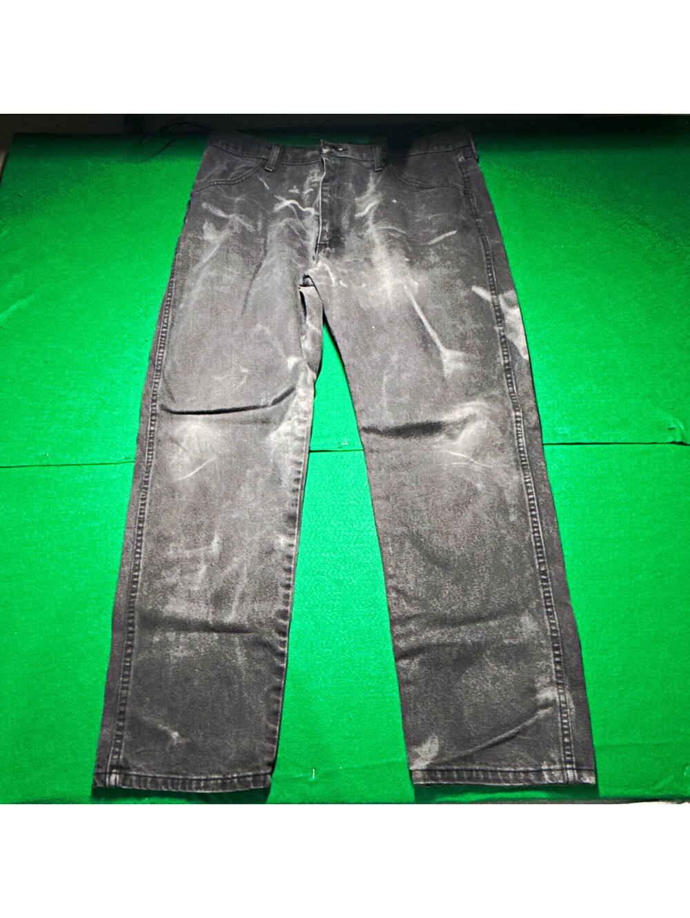 VTG Rustler Black Jeans 36x32 Custom Bleach Dye Acid Wash Grunge Streetwear Skat